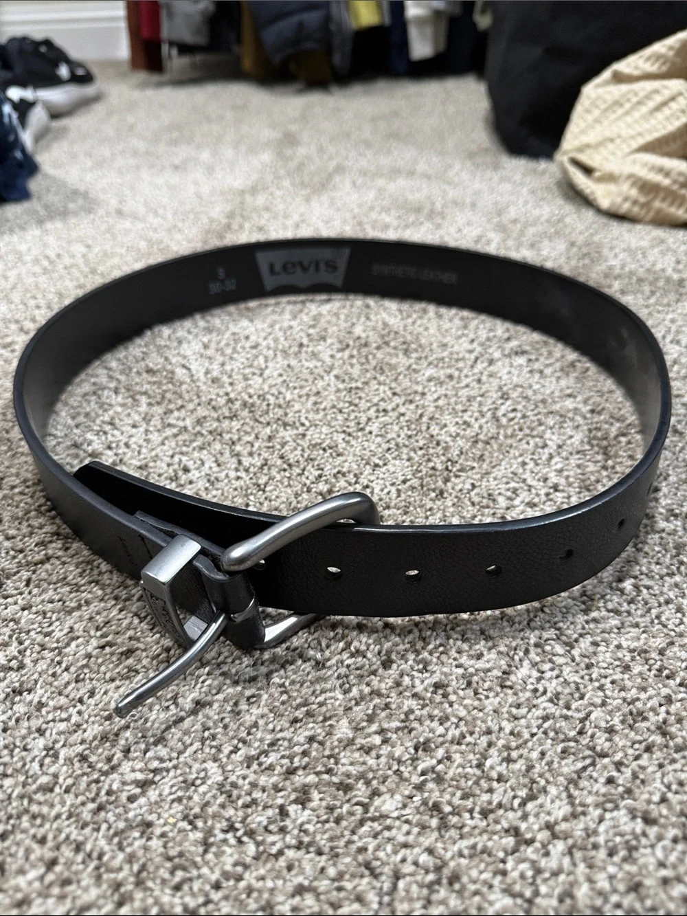 Levi's Black Leather Belt with Gunmetal Buckle